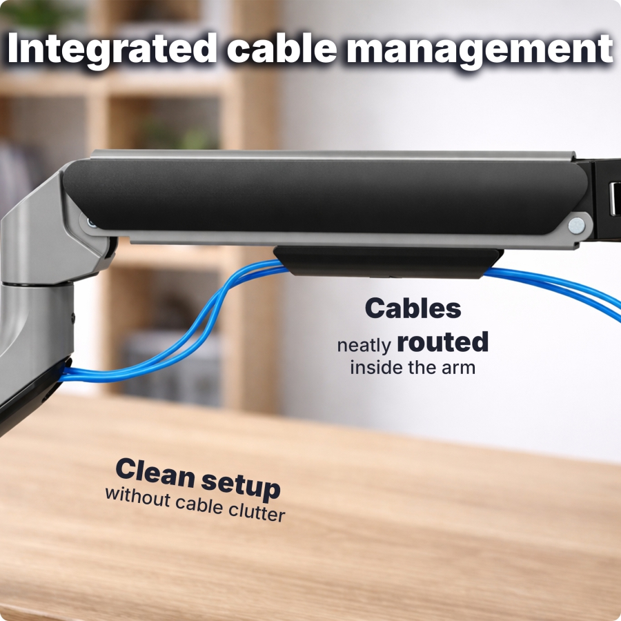 3IDEE Flexi-Lite Single Monitor Arm - 1 Monitor - [13-32" / up to 9kg] - Stepless Height Adjustment